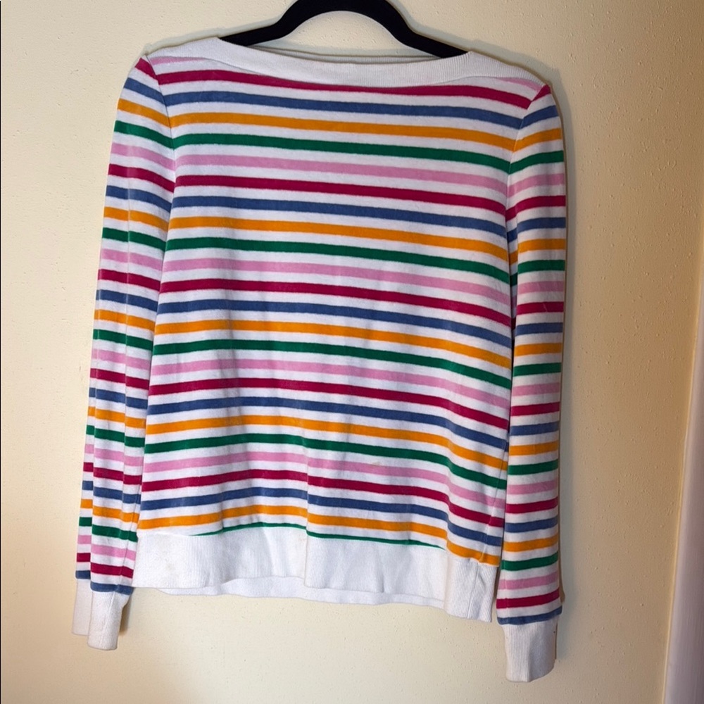 Rainbow velour boatneck sweater